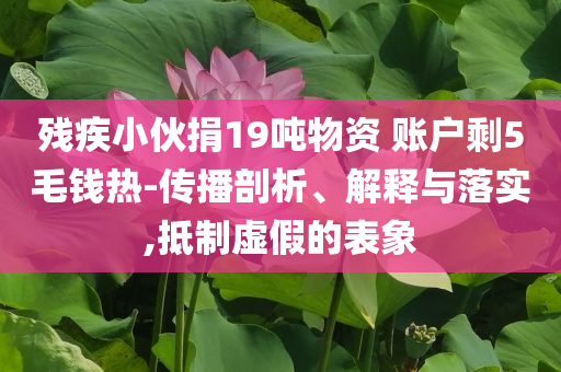 殘疾小伙捐19噸物資 賬戶剩5毛錢熱-傳播剖析、解釋與落實,抵制虛假的表象