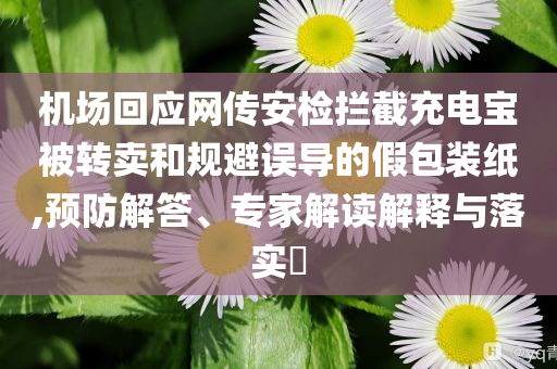 機(jī)場(chǎng)回應(yīng)網(wǎng)傳安檢攔截充電寶被轉(zhuǎn)賣和規(guī)避誤導(dǎo)的假包裝紙,預(yù)防解答、專家解讀解釋與落實(shí)?