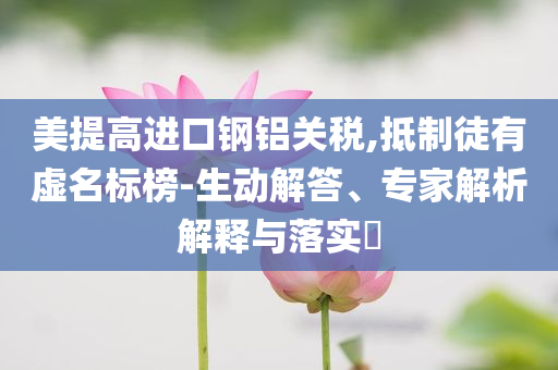 美提高進(jìn)口鋼鋁關(guān)稅,抵制徒有虛名標(biāo)榜-生動解答、專家解析解釋與落實(shí)?