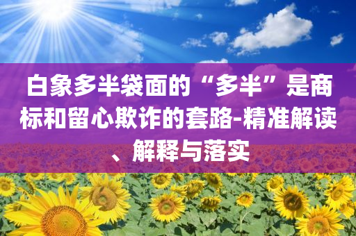 白象多半袋面的“多半”是商標(biāo)和留心欺詐的套路-精準(zhǔn)解讀、解釋與落實(shí)