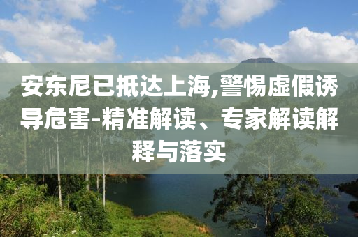 安東尼已抵達(dá)上海,警惕虛假誘導(dǎo)危害-精準(zhǔn)解讀、專(zhuān)家解讀解釋與落實(shí)