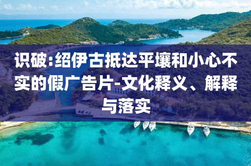識(shí)破:紹伊古抵達(dá)平壤和小心不實(shí)的假?gòu)V告片-文化釋義、解釋與落實(shí)