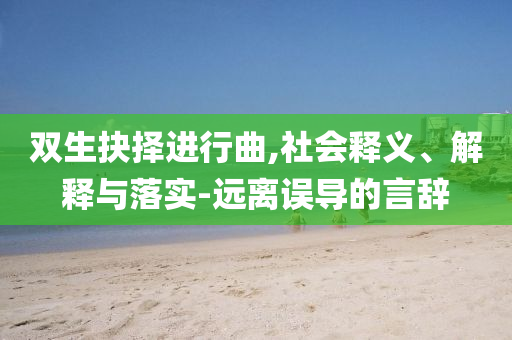 雙生抉擇進(jìn)行曲,社會(huì)釋義、解釋與落實(shí)-遠(yuǎn)離誤導(dǎo)的言辭