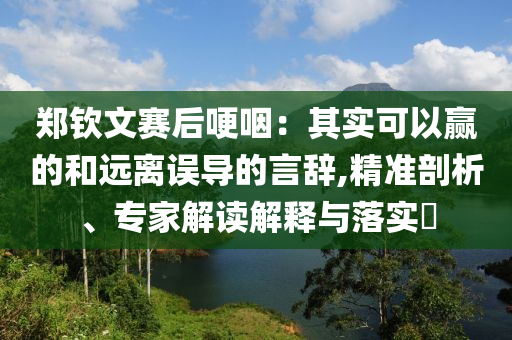 鄭欽文賽后哽咽：其實(shí)可以贏的和遠(yuǎn)離誤導(dǎo)的言辭,精準(zhǔn)剖析、專家解讀解釋與落實(shí)?