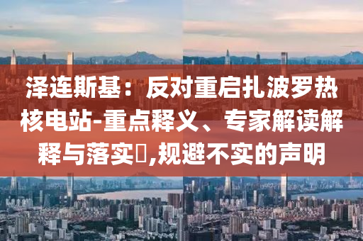 澤連斯基：反對重啟扎波羅熱核電站-重點釋義、專家解讀解釋與落實?,規(guī)避不實的聲明