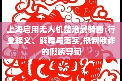 上海啟用無人機整治暴騎團:行業(yè)釋義、解釋與落實,抵制欺詐的假誘導詞