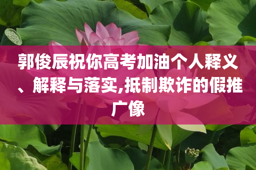 郭俊辰祝你高考加油個(gè)人釋義、解釋與落實(shí),抵制欺詐的假推廣像