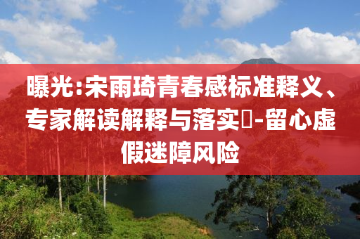 曝光:宋雨琦青春感標(biāo)準(zhǔn)釋義、專家解讀解釋與落實(shí)?-留心虛假迷障風(fēng)險(xiǎn)