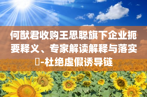 何猷君收購(gòu)?fù)跛悸斊煜缕髽I(yè)扼要釋義、專家解讀解釋與落實(shí)?-杜絕虛假誘導(dǎo)鏈