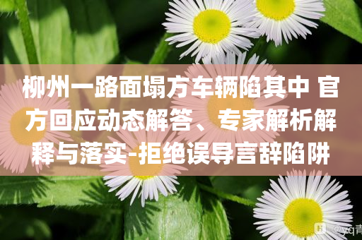 柳州一路面塌方車輛陷其中 官方回應(yīng)動態(tài)解答、專家解析解釋與落實-拒絕誤導(dǎo)言辭陷阱