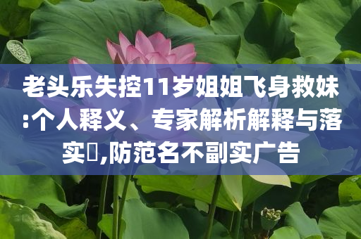 老頭樂失控11歲姐姐飛身救妹:個人釋義、專家解析解釋與落實?,防范名不副實廣告