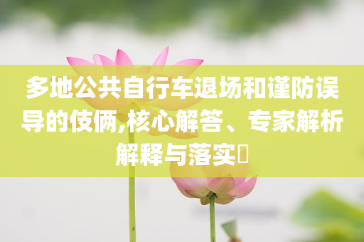 多地公共自行車退場和謹(jǐn)防誤導(dǎo)的伎倆,核心解答、專家解析解釋與落實?