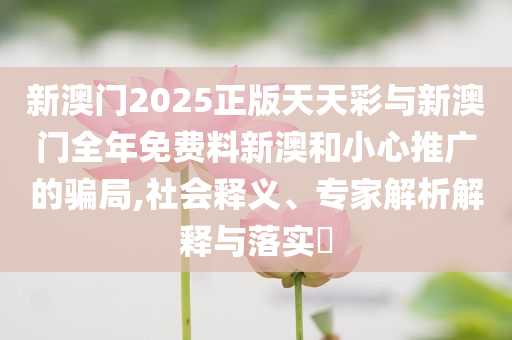 新澳門2025正版天天彩與新澳門全年免費料新澳和小心推廣的騙局,社會釋義、專家解析解釋與落實?