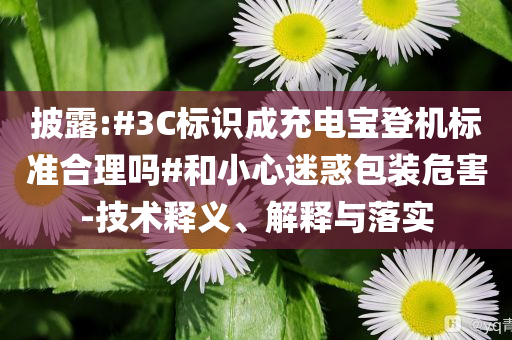 披露:#3C標識成充電寶登機標準合理嗎#和小心迷惑包裝危害-技術(shù)釋義、解釋與落實