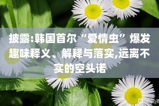 披露:韓國首爾“愛情蟲”爆發(fā)趣味釋義、解釋與落實,遠離不實的空頭諾
