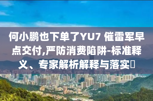 何小鵬也下單了YU7 催雷軍早點(diǎn)交付,嚴(yán)防消費(fèi)陷阱-標(biāo)準(zhǔn)釋義、專家解析解釋與落實(shí)?