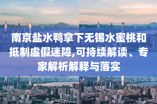 南京鹽水鴨拿下無錫水蜜桃和抵制虛假迷障,可持續(xù)解讀、專家解析解釋與落實
