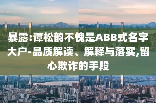 暴露:譚松韻不愧是ABB式名字大戶-品質(zhì)解讀、解釋與落實(shí),留心欺詐的手段