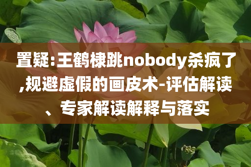 置疑:王鶴棣跳nobody殺瘋了,規(guī)避虛假的畫皮術(shù)-評(píng)估解讀、專家解讀解釋與落實(shí)