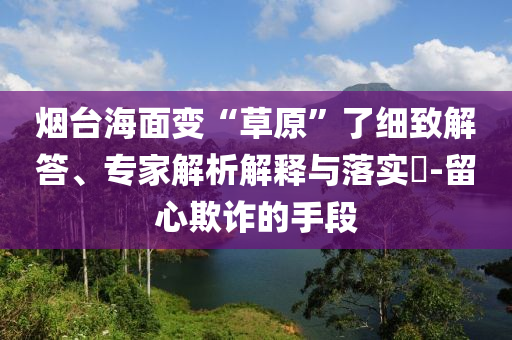 煙臺海面變“草原”了細致解答、專家解析解釋與落實?-留心欺詐的手段