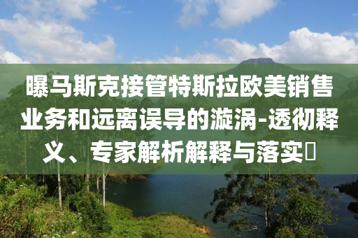 曝馬斯克接管特斯拉歐美銷售業(yè)務(wù)和遠(yuǎn)離誤導(dǎo)的漩渦-透徹釋義、專家解析解釋與落實(shí)?