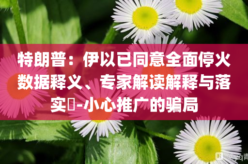 特朗普：伊以已同意全面?；饠?shù)據(jù)釋義、專家解讀解釋與落實?-小心推廣的騙局