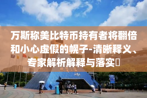 萬(wàn)斯稱美比特幣持有者將翻倍和小心虛假的幌子-清晰釋義、專(zhuān)家解析解釋與落實(shí)?