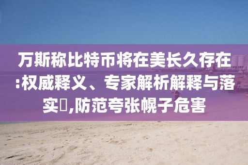 萬(wàn)斯稱比特幣將在美長(zhǎng)久存在:權(quán)威釋義、專家解析解釋與落實(shí)?,防范夸張幌子危害