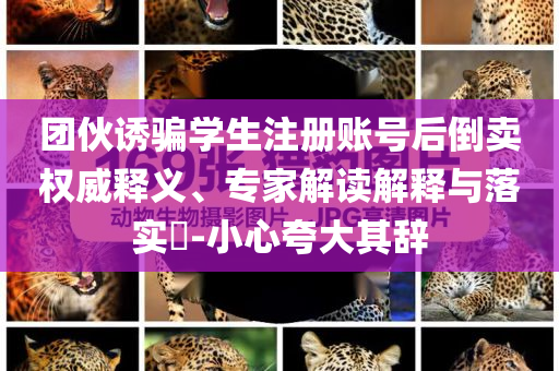 團(tuán)伙誘騙學(xué)生注冊(cè)賬號(hào)后倒賣權(quán)威釋義、專家解讀解釋與落實(shí)?-小心夸大其辭