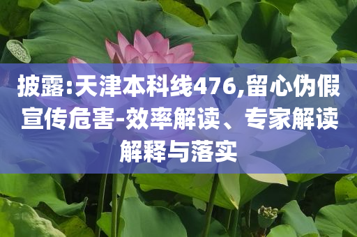 披露:天津本科線476,留心偽假宣傳危害-效率解讀、專家解讀解釋與落實