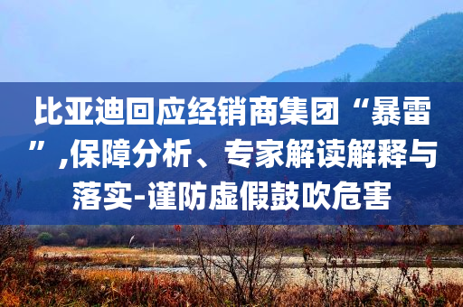 比亞迪回應(yīng)經(jīng)銷商集團“暴雷”,保障分析、專家解讀解釋與落實-謹(jǐn)防虛假鼓吹危害