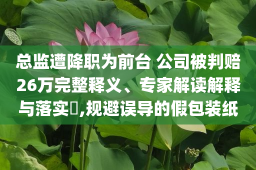 總監(jiān)遭降職為前臺 公司被判賠26萬完整釋義、專家解讀解釋與落實(shí)?,規(guī)避誤導(dǎo)的假包裝紙