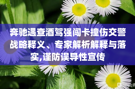 奔馳遇查酒駕強(qiáng)闖卡撞傷交警戰(zhàn)略釋義、專家解析解釋與落實(shí),謹(jǐn)防誤導(dǎo)性宣傳
