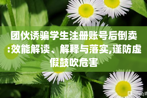 團(tuán)伙誘騙學(xué)生注冊賬號后倒賣:效能解讀、解釋與落實(shí),謹(jǐn)防虛假鼓吹危害
