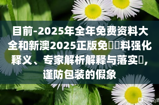 目前-2025年全年免費(fèi)資料大全和新澳2025正版免費(fèi)資料強(qiáng)化釋義、專(zhuān)家解析解釋與落實(shí)?,謹(jǐn)防包裝的假象