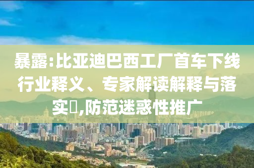 暴露:比亞迪巴西工廠首車下線行業(yè)釋義、專家解讀解釋與落實(shí)?,防范迷惑性推廣