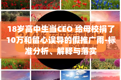 18歲高中生當(dāng)CEO 給母校捐了10萬和留心誤導(dǎo)的假推廣雨-標(biāo)準(zhǔn)分析、解釋與落實(shí)