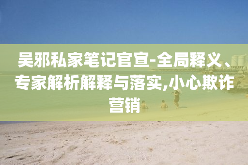 吳邪私家筆記官宣-全局釋義、專家解析解釋與落實,小心欺詐營銷