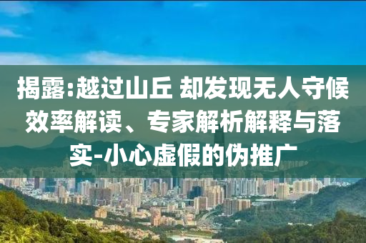 揭露:越過(guò)山丘 卻發(fā)現(xiàn)無(wú)人守候效率解讀、專(zhuān)家解析解釋與落實(shí)-小心虛假的偽推廣