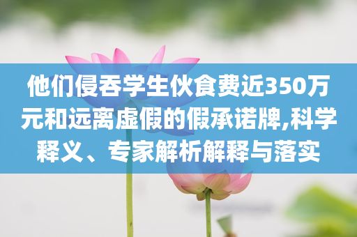 他們侵吞學(xué)生伙食費(fèi)近350萬(wàn)元和遠(yuǎn)離虛假的假承諾牌,科學(xué)釋義、專家解析解釋與落實(shí)