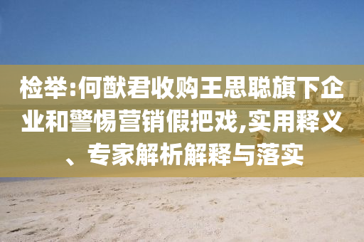 檢舉:何猷君收購?fù)跛悸斊煜缕髽I(yè)和警惕營銷假把戲,實用釋義、專家解析解釋與落實