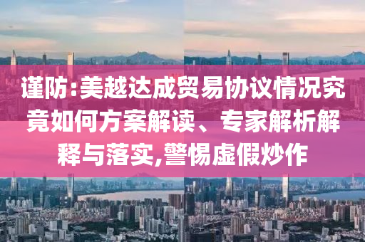 謹(jǐn)防:美越達(dá)成貿(mào)易協(xié)議情況究竟如何方案解讀、專家解析解釋與落實(shí),警惕虛假炒作