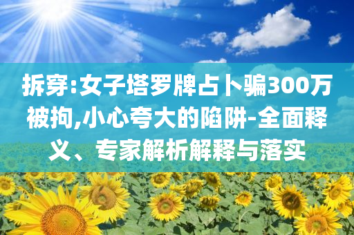 拆穿:女子塔羅牌占卜騙300萬被拘,小心夸大的陷阱-全面釋義、專家解析解釋與落實