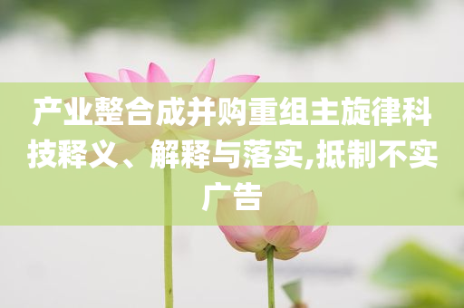 產(chǎn)業(yè)整合成并購重組主旋律科技釋義、解釋與落實,抵制不實廣告