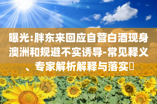 曝光:胖東來回應自營白酒現身澳洲和規(guī)避不實誘導-常見釋義、專家解析解釋與落實?