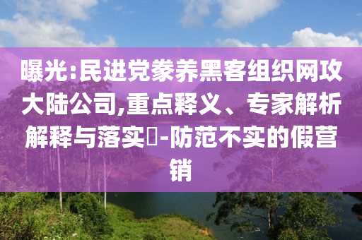 曝光:民進黨豢養(yǎng)黑客組織網(wǎng)攻大陸公司,重點釋義、專家解析解釋與落實?-防范不實的假營銷