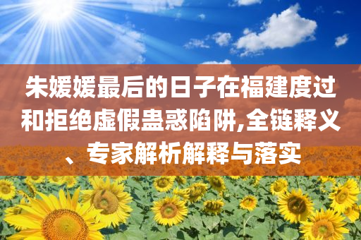 朱媛媛最后的日子在福建度過和拒絕虛假蠱惑陷阱,全鏈釋義、專家解析解釋與落實