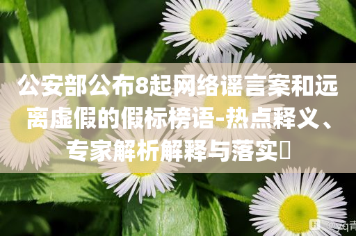 公安部公布8起網(wǎng)絡(luò)謠言案和遠(yuǎn)離虛假的假標(biāo)榜語-熱點(diǎn)釋義、專家解析解釋與落實(shí)?