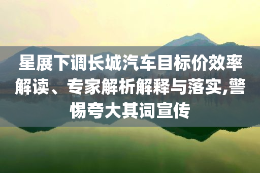星展下調(diào)長城汽車目標(biāo)價效率解讀、專家解析解釋與落實,警惕夸大其詞宣傳