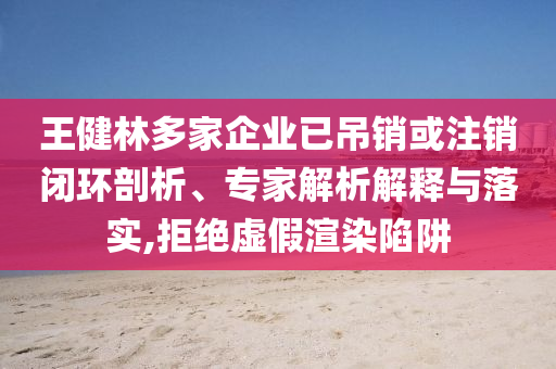 王健林多家企業(yè)已吊銷或注銷閉環(huán)剖析、專家解析解釋與落實,拒絕虛假渲染陷阱